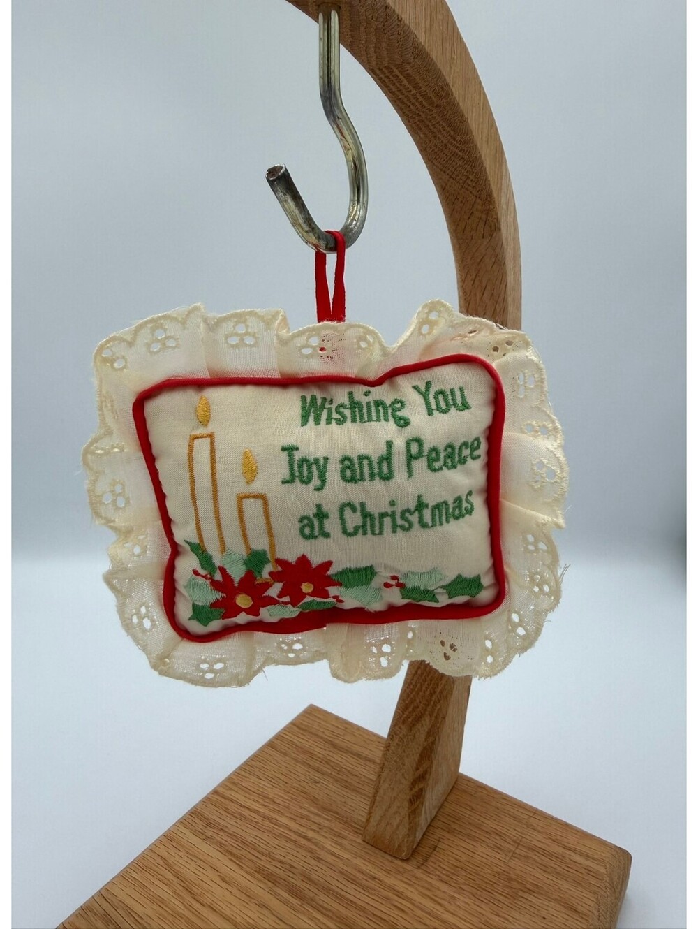 VTG Russ Berrie Embroidered Christmas Pillow Ornament